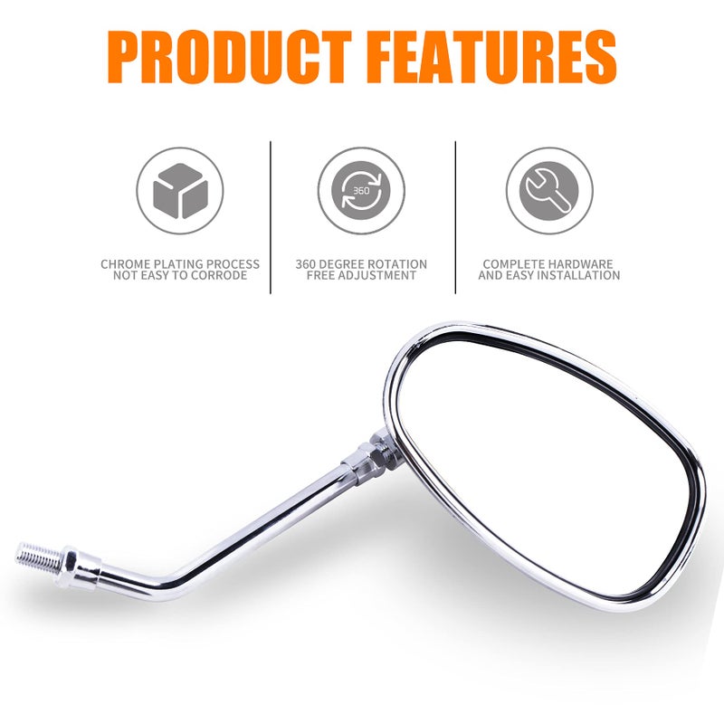 ORAEVY Motorcycle Mirrors  Universal 10mm 8mm Chrome Motorcycle Rear View Side Mirrors Handle Bar Bar End Motorcycle Mirrors - Image 4
